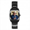 Garth Brooks - Mens Black Stainless Steel Barrel Style Watch