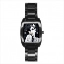 Amy Winehouse - Mens Black Stainless Steel Barrel Style Watch