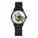The Muppets Kermit The Frog - Mens Black Stainless Steel Round Watch