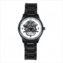 Queen - Mens Black Stainless Steel Round Watch