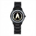 Star Trek Starfleet Command - Mens Black Stainless Steel Round Watch