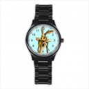 Wile E Coyote - Mens Black Stainless Steel Round Watch