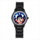 Disney Mickey Mouse - Mens Black Stainless Steel Round Watch
