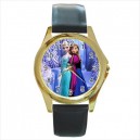 Disney Frozen Elsa And Anna - Gold Tone Metal Watch
