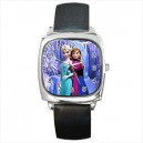 Disney Frozen Elsa And Anna - Silver Tone Square Metal Watch