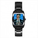 Robbie Williams - Mens Black Stainless Steel Barrel Style Watch