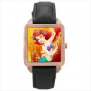 Disney Ariel The Little Mermaid - Square Unisex Rose Gold Tone Watch