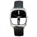 Ska Mod Two Tone  - Silver Tone Square Metal Watch
