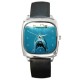 Jaws - Silver Tone Square Metal Watch