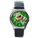 The Muppets Kermit The Frog - Silver Tone Round Metal Watch