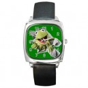 The Muppets Kermit The Frog - Silver Tone Square Metal Watch